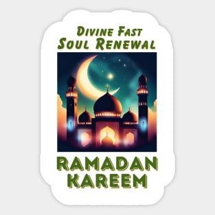 RAMADAN KAREEM, Divine Fast Soul Renewal, celebrate the holy month of Ramadan beautifully Sticker